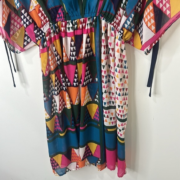 ANTHROPOLOGIE MAEVE Geometric Multicolor Print Dress Swim Cover-Up Size 4 - Picture 11 of 16